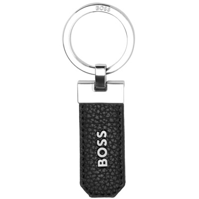 HUGO BOSS GRAINED ΔΕΡΜΑΤΙΝΟ ΜΠΡΕΛΟΚ ΜΑΥΡΟ