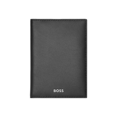 HUGO BOSS SMOOTH ΔΕΡΜΑΤΙΝΗ ΘΗΚΗ ΔΙΑΒΑΤΗΡΙΟΥ ΜΑΥΡΗ