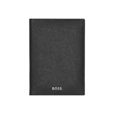 HUGO BOSS GRAINED ΔΕΡΜΑΤΙΝΗ ΘΗΚΗ ΔΙΑΒΑΤΗΡΙΟΥ ΜΑΥΡΗ
