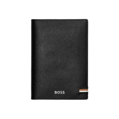 HUGO BOSS ICONIC ΔΕΡΜΑΤΙΝΗ ΘΗΚΗ ΔΙΑΒΑΤΗΡΙΟΥ ΜΑΥΡΗ