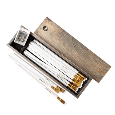 BLACKWING RUSTIC BOX ΣΕΤ ΞΥΛΙΝΟ ΜΟΛΥΒΙ PEARL ΛΕΥΚΟ (12ΤΜΧ)