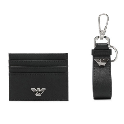 EMPORIO ARMANI ΣΕΤ ΚΑΡΤΟΘΗΚΗ ΚΑΙ ΜΠΡΕΛΟΚ ΜΑΥΡΟ