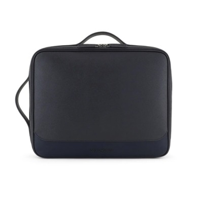 EMPORIO ARMANI ΔΕΡΜΑΤΙΝΟΣ ΧΑΡΤΟΦΥΛΑΚΑΣ ΜΠΛΕ