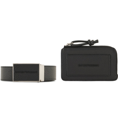 EMPORIO ARMANI ΣΕΤ ΠΟΡΤΟΦΟΛΙ ΖΩΝΗ ΜΑΥΡΟ