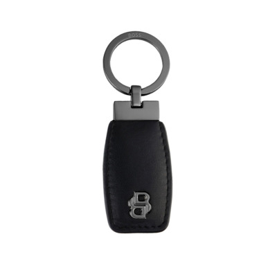 HUGO BOSS DOUBLE B ΔΕΡΜΑΤΙΝΟ ΜΠΡΕΛΟΚ ΜΑΥΡΟ