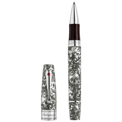 MONTEGRAPPA SKULLS & ROSES ΣΤΥΛΟ ROLLER ΚΟΚΚΙΝΟ