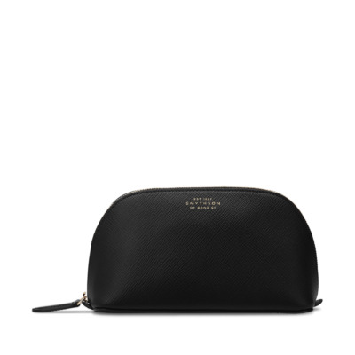 SMYTHSON PANAMA ΔΕΡΜΑΤΙΝΟ ΤΣΑΝΤΑΚΙ ΠΡΟΣΩΠΙΚΩΝ ΕΙΔΩΝ ΜΑΥΡΟ