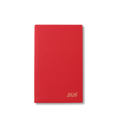 SMYTHSON PANAMA ΔΕΡΜΑΤΙΝΟ ΕΒΔΟΜΑΔΙΑΙΟ ΗΜΕΡΟΛΟΓΙΟ POCKET-SIZE A6 ( 9 X 14 ) 2026 ΚΟΚΚΙΝΟ