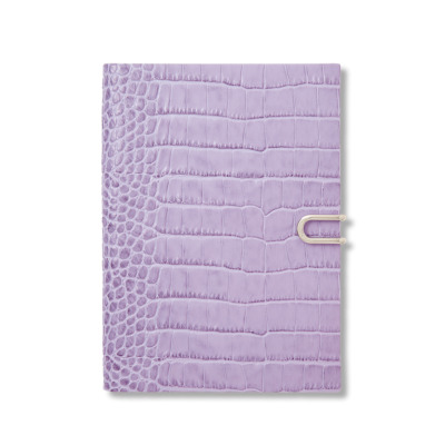 SMYTHSON SOHO PREMIUM ΔΕΡΜΑΤΙΝΟ ΣΗΜΕΙΩΜΑΤΑΡΙΟ MID-SIZE A5 ( 14 X 19 ) ΜΕ ΚΛΙΠ MARA LILAC