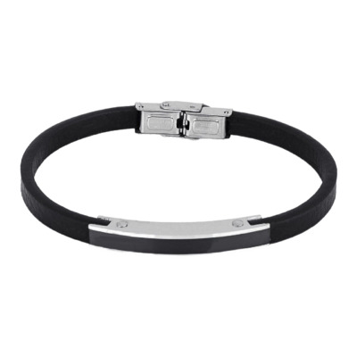 VNC ΔΕΡΜΑΤΙΝΟ ΑΝΔΡΙΚΟ ΒΡΑΧΙΟΛΙ ΜΑΥΡΟ ΜΕ ΑΤΣΑΛΙΝΗ ΛΕΠΤΟΜΕΡΕΙΑ