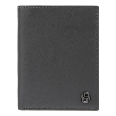 HUGO BOSS DOUBLE B ΔΕΡΜΑΤΙΝΟ ΠΟΡΤΟΦΟΛΙ ΓΚΡΙ
