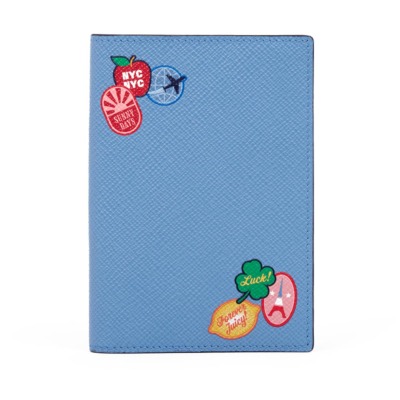 SMYTHSON PANAMA ΔΕΡΜΑΤΙΝΗ ΘΗΚΗ ΔΙΑΒΑΤΗΡΙΟY STICKERS ΓΑΛΑΖΙΟ
