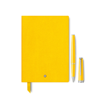 MONTBLANC ΣΕΤ PIX ΣΤΥΛΟ ROLLER ΚΑΙ ΔΕΡΜΑΤΙΝΟ ΣΗΜΕΙΩΜΑΤΑΡΙΟ Α5 ΚΙΤΡΙΝΟ