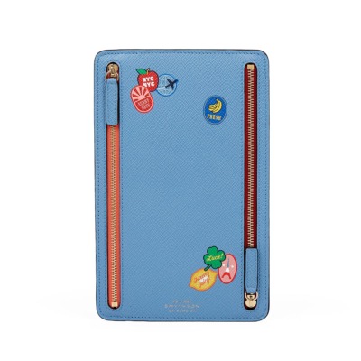 SMYTHSON PANAMA PREMIUM ΔΕΡΜΑΤΙΝΟ ΠΟΡΤΟΦΟΛΙ STICKERS ΓΑΛΑΖΙΟ