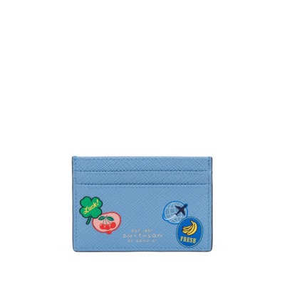 SMYTHSON PANAMA PREMIUM ΔΕΡΜΑΤΙΝΗ ΚΑΡΤΟΘΗΚΗ STICKERS 4CC ΓΑΛΑΖΙΑ