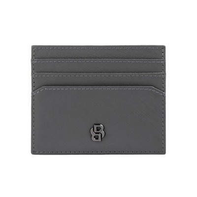 HUGO BOSS DOUBLE B SAFFIANO ΔΕΡΜΑΤΙΝΗ ΚΑΡΤΟΘΗΚΗ ΓΚΡΙ