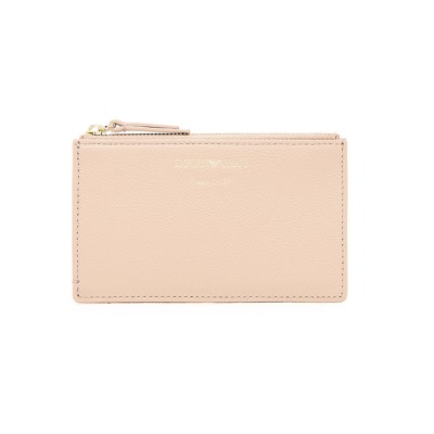 Καρτοθήκη της εταιρείας Emporio Armani από δέρμα σε nude χρώμα.