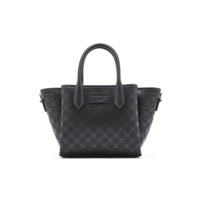 Γυναικεία τσάντα ώμου του οίκου Emporio Armani σε συνδυασμό χρωμάτων μαύρου και nude, κατασκευασμένη από υψηλής ποιότητας οικολογικό δέρμα.