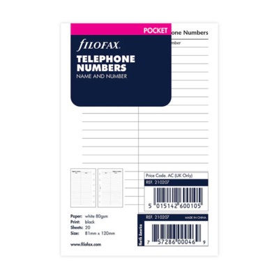 FILOFAX ΑΝΤΑΛΛΑΚΤΙΚΟ POCKET NAME/TELEPHONE