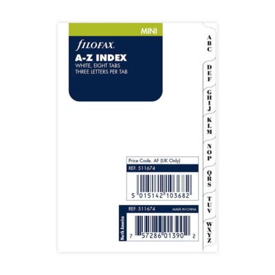 FILOFAX ΑΝΤΑΛΛΑΚΤΙΚΟ MINI A-Z INDEX WHITE 3 ΓΡΑΜΜ/ΚΑΡΤΕΛΑ