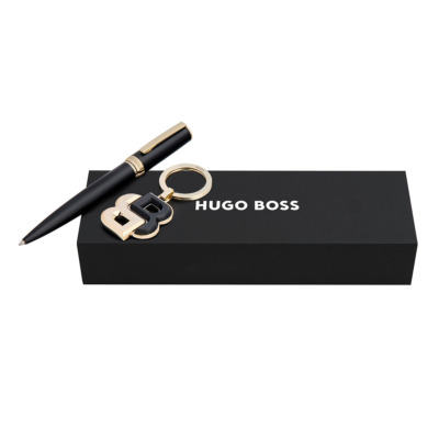 HUGO BOSS ΣΕΤ ΣΤΥΛΟ ΔΙΑΡΚΕΙΑΣ ΚΑΙ ΜΠΡΕΛΟΚ DOUBLE B ΜΑΥΡΟ