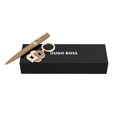 HUGO BOSS ΣΕΤ ΣΤΥΛΟ ΔΙΑΡΚΕΙΑΣ ΚΑΙ ΜΠΡΕΛΟΚ DOUBLE B ΚΑΜΕΛ