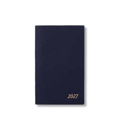 SMYTHSON PANAMA PREMIUM ΔΕΡΜΑΤΙΝΟ ΕΒΔΟΜΑΔΙΑΙΟ ΗΜΕΡΟΛΟΓΙΟ POCKET-SIZE A6 ( 9 X 14 ) 2027 ΣΚΟΥΡΟ ΜΠΛΕ