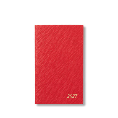 SMYTHSON PANAMA PREMIUM ΔΕΡΜΑΤΙΝΟ ΕΒΔΟΜΑΔΙΑΙΟ ΗΜΕΡΟΛΟΓΙΟ POCKET-SIZE A6 ( 9 X 14 ) 2027 ΚΟΚΚΙΝΟ