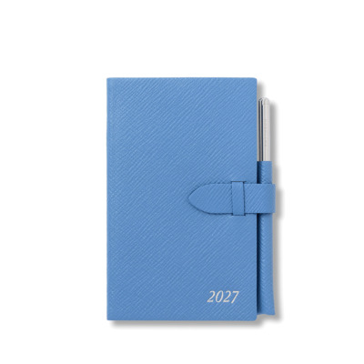 SMYTHSON PANAMA ΔΕΡΜΑΤΙΝΟ ΕΒΔΟΜΑΔΙΑΙΟ ΗΜΕΡΟΛΟΓΙΟ POCKET-SIZE A6 ( 9 X 14 ) 2027 ΜΕ ΜΟΛΥΒΙ ΓΑΛΑΖΙΟ