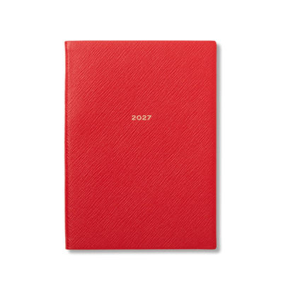 SMYTHSON SOHO PREMIUM ΔΕΡΜΑΤΙΝΟ ΕΒΔΟΜΑΔΙΑΙΟ ΗΜΕΡΟΛΟΓΙΟ Α5 MID-SIZE ( 14 X 19.6 ) 2027 RED