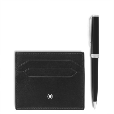 MONTBLANC ΣΕΤ PIX ΣΤΥΛΟ ΔΙΑΡΚΕΙΑΣ ΚΑΙ ΔΕΡΜΑΤΙΝΗ ΚΑΡΤΟΘΗΚΗ ΜΑΥΡΗ