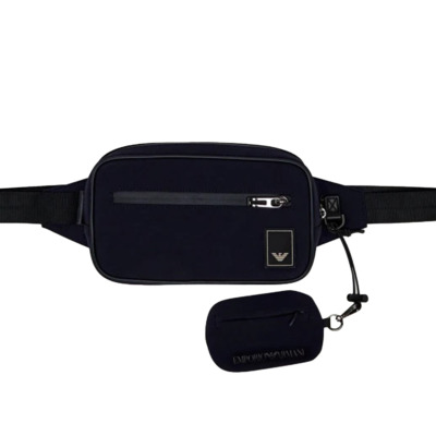 EMPORIO ARMANI ΔΕΡΜΑΤΙΝΗ ΤΣΑΝΤΑ ΜΕΣΗΣ ΜΠΛΕ